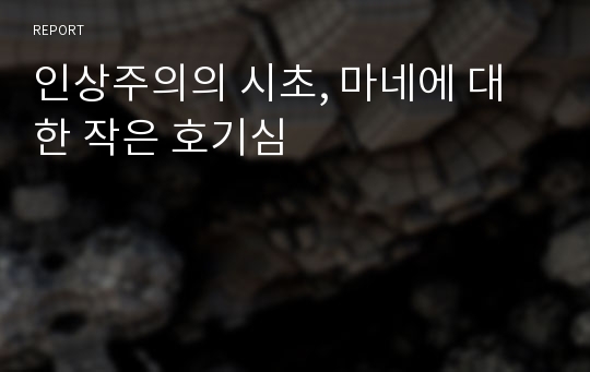 인상주의의 시초, 마네에 대한 작은 호기심