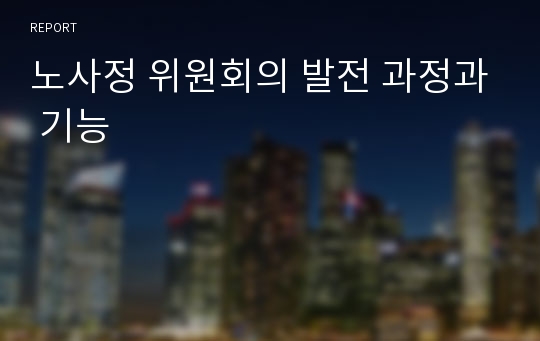 노사정 위원회의 발전 과정과 기능