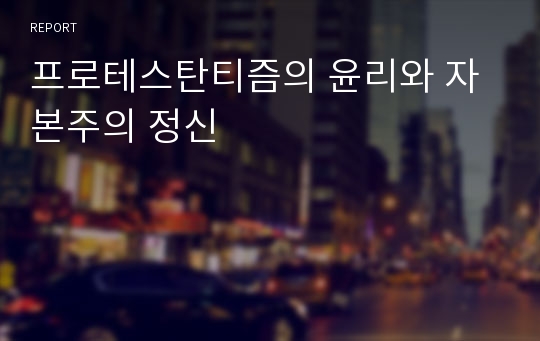 프로테스탄티즘의 윤리와 자본주의 정신