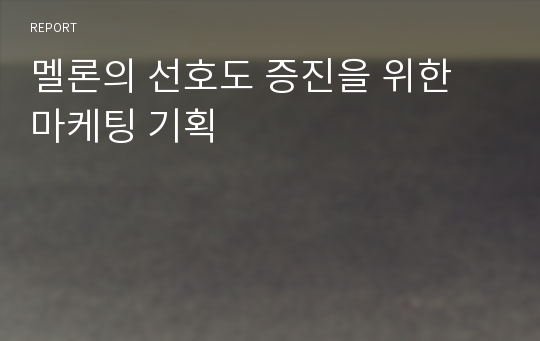 멜론의 선호도 증진을 위한 마케팅 기획