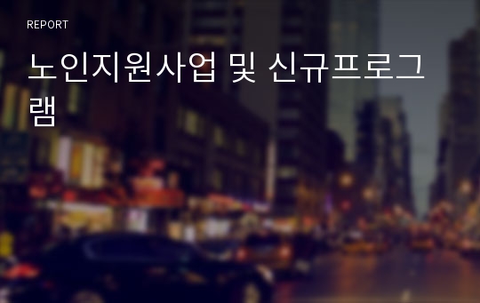 노인지원사업 및 신규프로그램