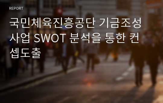 국민체육진흥공단 기금조성사업 SWOT 분석을 통한 컨셉도출
