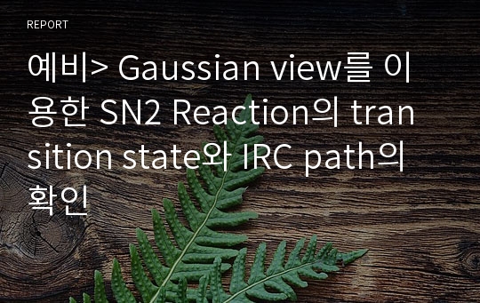 예비&gt; Gaussian view를 이용한 SN2 Reaction의 transition state와 IRC path의 확인