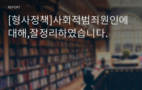 [형사정책]사회적범죄원인에 대해,잘정리하였습니다.