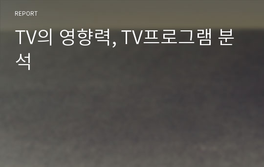 TV의 영향력, TV프로그램 분석