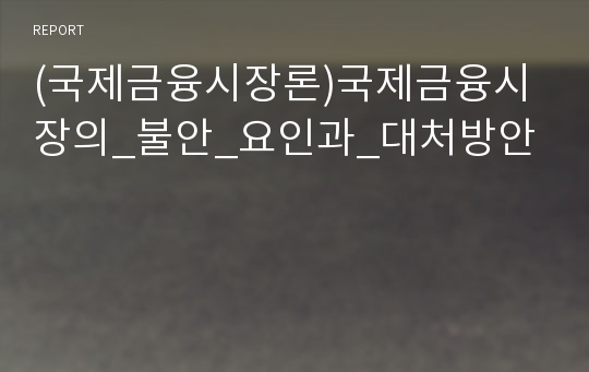 (국제금융시장론)국제금융시장의_불안_요인과_대처방안