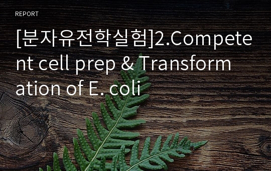 [분자유전학실험]2.Competent cell prep &amp; Transformation of E. coli