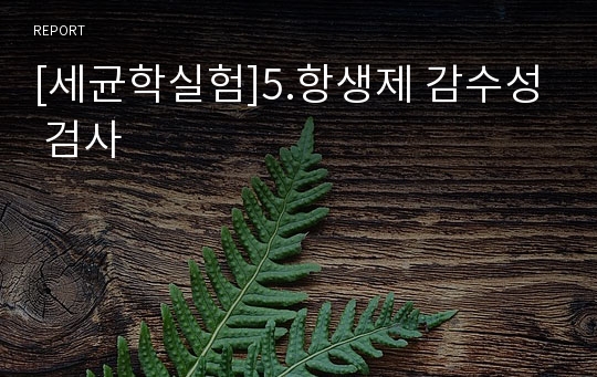 [세균학실험]5.항생제 감수성 검사