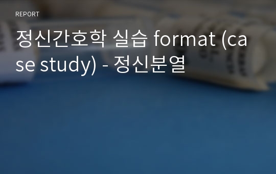 정신간호학 실습 format (case study) - 정신분열