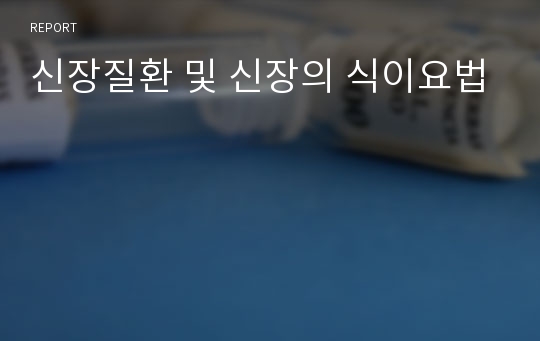 신장질환 및 신장의 식이요법