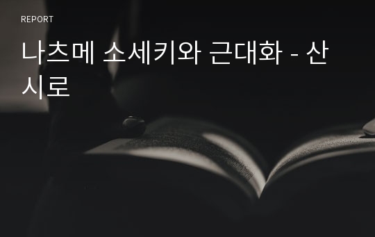 나츠메 소세키와 근대화 - 산시로