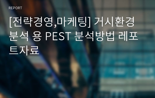 [전략경영,마케팅] 거시환경 분석 용 PEST 분석방법 레포트자료