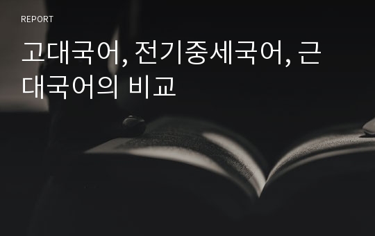 고대국어, 전기중세국어, 근대국어의 비교