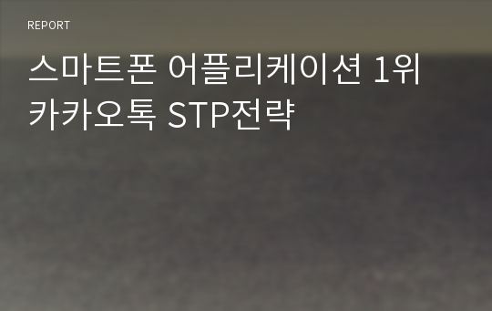 스마트폰 어플리케이션 1위 카카오톡 STP전략