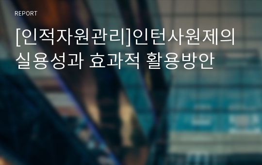 [인적자원관리]인턴사원제의 실용성과 효과적 활용방안