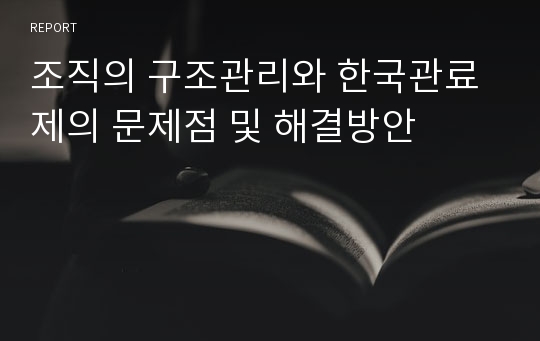 조직의 구조관리와 한국관료제의 문제점 및 해결방안