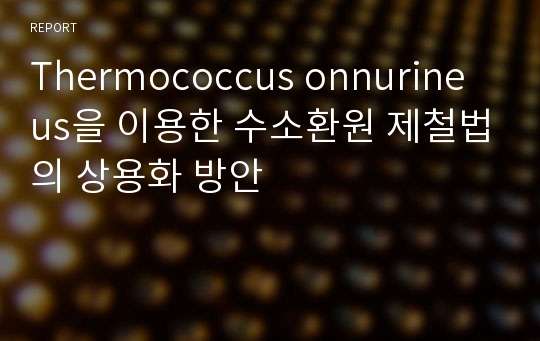 Thermococcus onnurineus을 이용한 수소환원 제철법의 상용화 방안