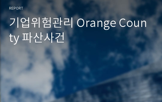 기업위험관리 Orange County 파산사건