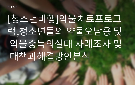 [청소년비행]약물치료프로그램,청소년들의 약물오남용 및 약물중독의실태 사례조사 및 대책과해결방안분석