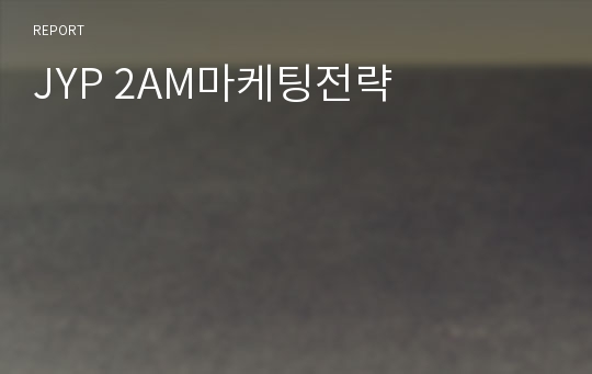 JYP 2AM마케팅전략