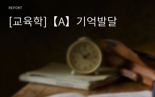 [교육학]【A】기억발달