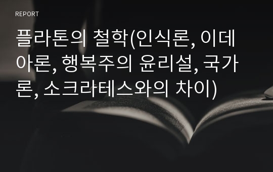 플라톤의 철학(인식론, 이데아론, 행복주의 윤리설, 국가론, 소크라테스와의 차이)