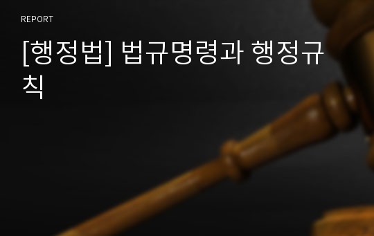 [행정법] 법규명령과 행정규칙