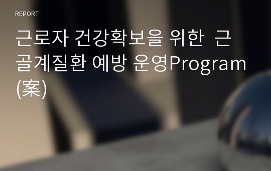 근로자 건강확보을 위한  근골계질환 예방 운영Program(案)