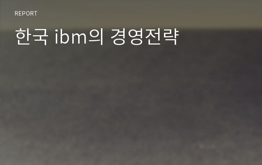 한국 ibm의 경영전략