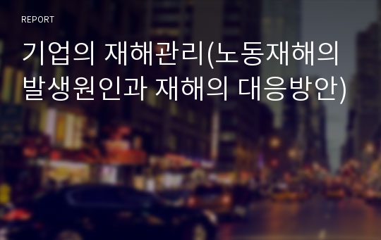 기업의 재해관리(노동재해의 발생원인과 재해의 대응방안)