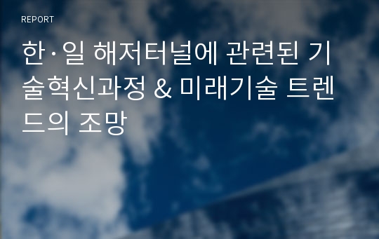 한·일 해저터널에 관련된 기술혁신과정 &amp; 미래기술 트렌드의 조망