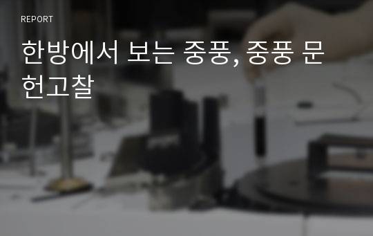 한방에서 보는 중풍, 중풍 문헌고찰