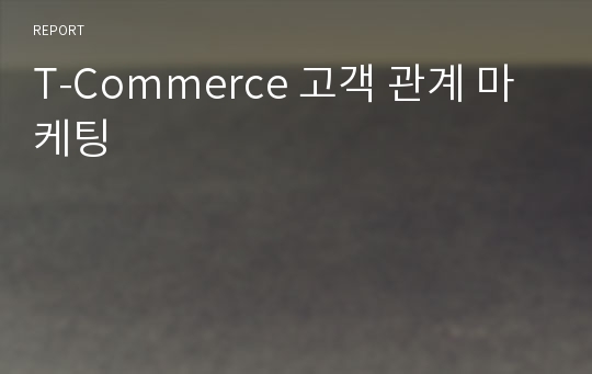 T-Commerce 고객 관계 마케팅