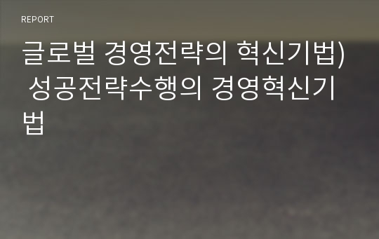 글로벌 경영전략의 혁신기법) 성공전략수행의 경영혁신기법