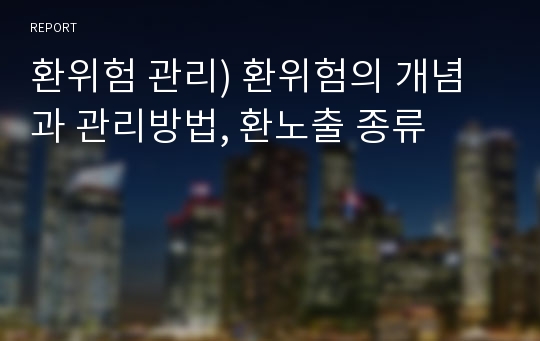 환위험 관리) 환위험의 개념과 관리방법, 환노출 종류