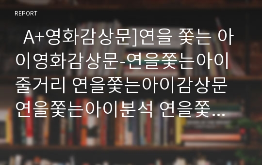   A+영화감상문]연을 쫓는 아이영화감상문-연을쫓는아이줄거리 연을쫓는아이감상문 연을쫓는아이분석 연을쫓는아이영화감상문 영화연을쫓는아이감상문 영화분석 영화비평 할레드호세이니소설원작