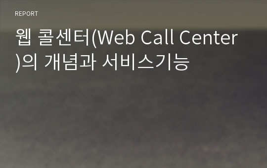 웹 콜센터(Web Call Center)의 개념과 서비스기능