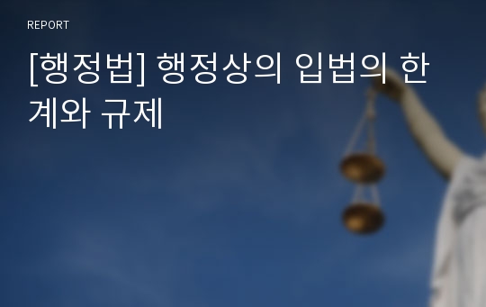 [행정법] 행정상의 입법의 한계와 규제