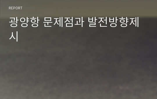 광양항 문제점과 발전방향제시