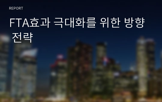 FTA효과 극대화를 위한 방향 전략