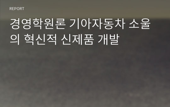 경영학원론 기아자동차 소울의 혁신적 신제품 개발