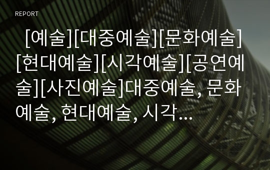   [예술][대중예술][문화예술][현대예술][시각예술][공연예술][사진예술]대중예술, 문화예술, 현대예술, 시각예술, 공연예술, 사진예술 분석(대중예술, 문화예술, 현대예술, 시각예술, 공연예술, 사진예술, 예술)