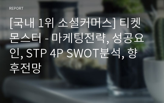 [국내 1위 소셜커머스] 티켓몬스터 - 마케팅전략, 성공요인, STP 4P SWOT분석, 향후전망