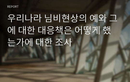 우리나라 님비현상의 예와 그에 대한 대응책은 어떻게 했는가에 대한 조사