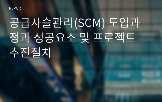 공급사슬관리(SCM) 도입과정과 성공요소 및 프로젝트 추진절차