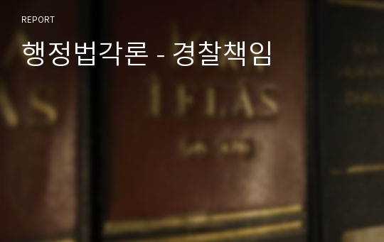 행정법각론 - 경찰책임