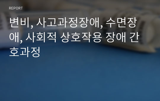 변비, 사고과정장애, 수면장애, 사회적 상호작용 장애 간호과정