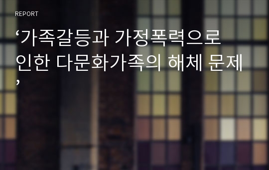 ‘가족갈등과 가정폭력으로 인한 다문화가족의 해체 문제’