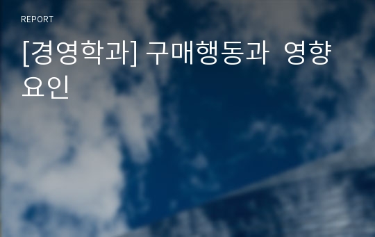 [경영학과] 구매행동과  영향요인