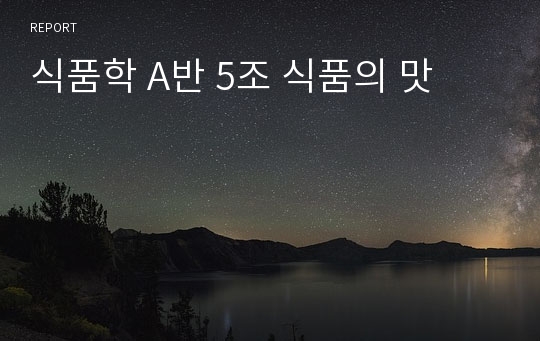 식품학 A반 5조 식품의 맛